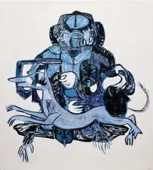To be titled by Melike Kara, 2016, acrylic, oilstick and graphite on canvas, sold Jun 2024