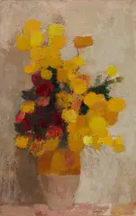 Bernard Cathelin, Roses d' Inde au Fond Gris, 1966, oil on canvas