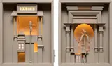 Cletus Johnson, Two works: (i) Oasis ; (ii) Oasis with an Urn, 1992, painted wood construction with light bulbs