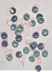 Lucien Smith, Wouldn't it be nice, 2013, aluminum trays, molding paste, paper plate and enamel on gessoed canvas