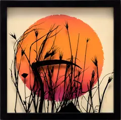 Matthew Day Jackson, Sunset, 2007, oil on found framed screen-print