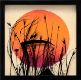 Matthew Day Jackson, Sunset, 2007, oil on found framed screen-print