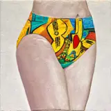 Gina Beavers, Picasso Underwear, 2020, acrylic and modeling paste on linen over panel