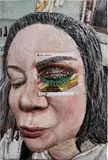 Gina Beavers, Self-portrait with 'Burger Eye 2015'