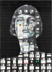 Nick Gentry, 2000, 2012, oil and used floppy disks on panel