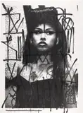 RETNA, La Ruca, 2010, ink, marker and glitter on screenprint