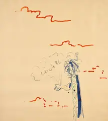 Untitled by George Condo, 1985, gouache, ink, tempera, crayon and pencil on paper, sold Jun 2024