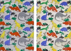 Zachary Armstrong, Two works: (i) Dinosaurs (Bedsheets for Noah) ; (ii) Dinosaurs (Bedsheets for Maddox), 2014, acrylic and ink on canvas on wood panel