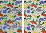 Zachary Armstrong, Two works: (i) Dinosaurs (Bedsheets for Noah) ; (ii) Dinosaurs (Bedsheets for Maddox), 2014, acrylic and ink on canvas on wood panel