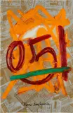 Oscar Murillo, Lottery Ticket 051, 2013, oil, silkscreen and ink on newsprint