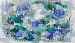 Composition by Suzy Frelinghuysen, 1970, oil on cardboard, sold Sep 2024