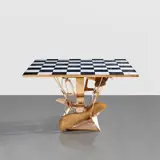 Arman, Bronze musical instrument table, 1987, bronze and marble, in 2 parts