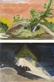 Lois Dodd, Two works: (i) Poland's House in Fog ; (ii) Boulder and Tree