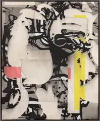 Cat by Jan-Ole Schiemann, 2015, ink and acrylic on canvas, sold Sep 2024