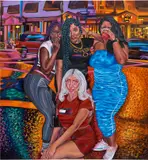 Ariel Dannielle, Party of Four, 2021, acrylic and glitter on canvas