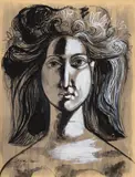 Byron Browne, Head of a Woman, 1953, gouache on paper