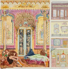 Joyce Kozloff, #31 Fallen (from High Art to Kitsch) from the series Patterns of Desire: Pornament is Crime, 1988–1989, watercolor on paper