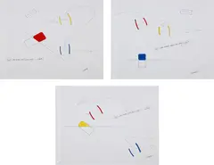 Easy Come, Easy Go by Lawrence Weiner, 1989, pencil and ink on paper, in 3 parts, sold Sep 2024