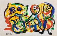 Karel Appel, The Family, 1989, acrylic and oil pastel on paper