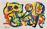 Karel Appel, The Family, 1989, acrylic and oil pastel on paper