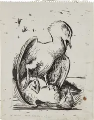 Walton Ford, Untitled (two birds), 2020, ink and pencil on paper