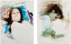 Martin Eder, Two works: (i) Untitled (ME411girl04/03) ; (ii) Untitled (ME.I 1 November 03) from the series Memoirs of My Nervous Illness, 2003, watercolor and pencil on paper