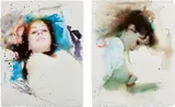Martin Eder, Two works: (i) Untitled (ME411girl04/03) ; (ii) Untitled (ME.I 1 November 03) from the series Memoirs of My Nervous Illness, 2003, watercolor and pencil on paper
