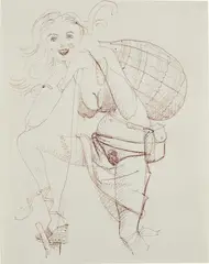 John Currin, Sno-bo, 1999, ink on paper