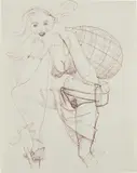John Currin, Sno-bo, 1999, ink on paper