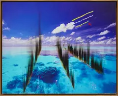 Harold Ancart, Untitled, 2013, oilstick and soot on chromogenic print, flush-mounted to dibond, laid down on wood, in artist's bronze frame