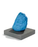 Small Blue Mountain by Ugo Rondinone, 2016, painted stone on concrete base, sold Dec 2024
