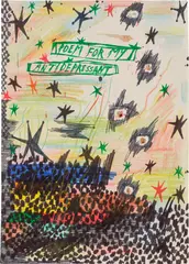 Daisy Parris, Poem for My Antidepressant, 2021, marker, color pencil and blood on paper
