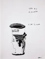 480 B.C. by Jonas Wood, 2008, charcoal on paper, sold Dec 2024