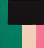 Ethan Cook, Untitled, 2018, hand-woven sewn cotton canvas, in artist's frame