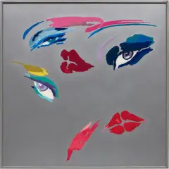 Alex Da Corte, Low Lights, 2018, spray paint, glitter, digitally printed poplin, foam, velvet and Plexiglas, in wood artist's frame