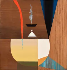 Hulda Guzmán, The Medicine, 2019, acrylic gouache and wood veneer on mahogany plywood