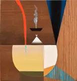 Hulda Guzmán, The Medicine, 2019, acrylic gouache and wood veneer on mahogany plywood