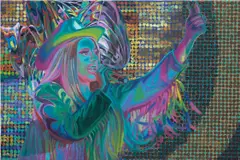 Caitlin Cherry, St. Elmo’s Fire (Cardi B Breaks Houston Rodeo Record and Keeps it Beyond Real), 2022, oil on canvas