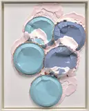 Lucien Smith, Oregon man changed name to 'Captain Awesome', 2013, aluminum trays and molding paste on gessoed canvas, mounted to panel, in artist's frame
