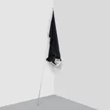 Reena Spaulings, Flag 2, 2005, plastic tub and liquid glass on poly wood, fabric, photocopies and aluminum pole