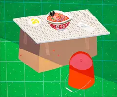 Wendy Park, Noodles and Bucket, 2022, acrylic on canvas