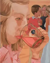 This hour is a happy hour by Brian Calvin, 1999, acrylic on canvas, sold Dec 2024