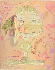 Michael Williams, Bidet King, 2014, inkjet, airbrush and charcoal on canvas