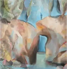 Michelle Blade, Solid & Liquid / Sonoma, 2020, acrylic ink on poplin over panel