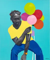 Wahab Saheed, D.S.K Michaels, 2022, acrylic, charcoal, chalk and oil pastel on canvas