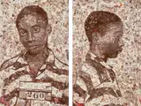 Vik Muniz, George Stinney Jr. (Diptych) from the series Album, 2015, dye sublimation print flush-mounted to aluminum, in 2 parts