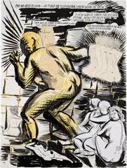 No Title (Pay no heed...) by Raymond Pettibon, 2006, ink, watercolor, paper and vellum collage on paper, sold Dec 2024