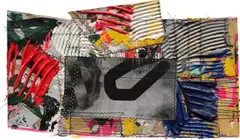 Sam Gilliam, Untitled, 1994, raked polypropylene, acrylic and monoprint on collaged and sewn fabric and paper
