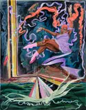 Eden Seifu, Dead Bird Descends With Great Fanfare And It's Final Flight Becomes My Debut in Ascension, 2020, acrylic on paper