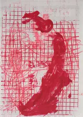 Untitled by Oscar Murillo, 2015, screenprint, crayon and acrylic on paper, sold Dec 2024